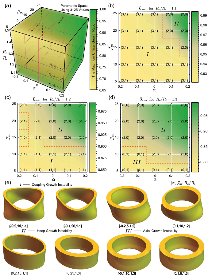 Strain stiffening retards growth instability in residually stressed biological tissues
